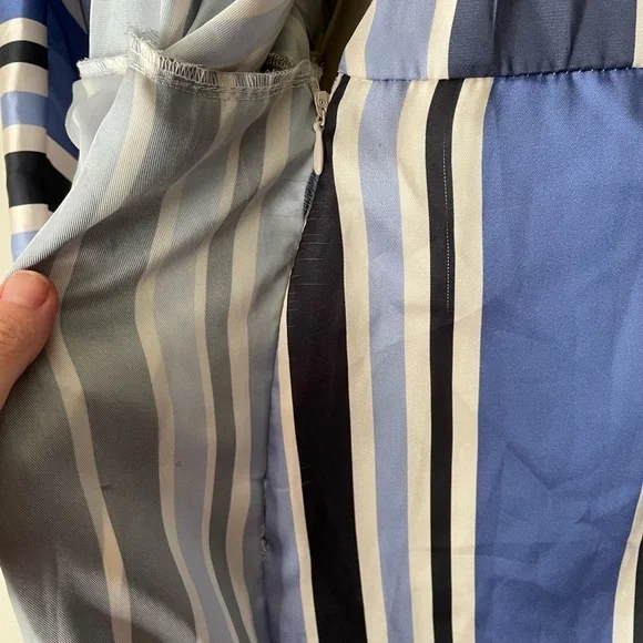Zara Blue & White Striped Satin Wrap Skort Romper Small NWT - Picture 14 of 16